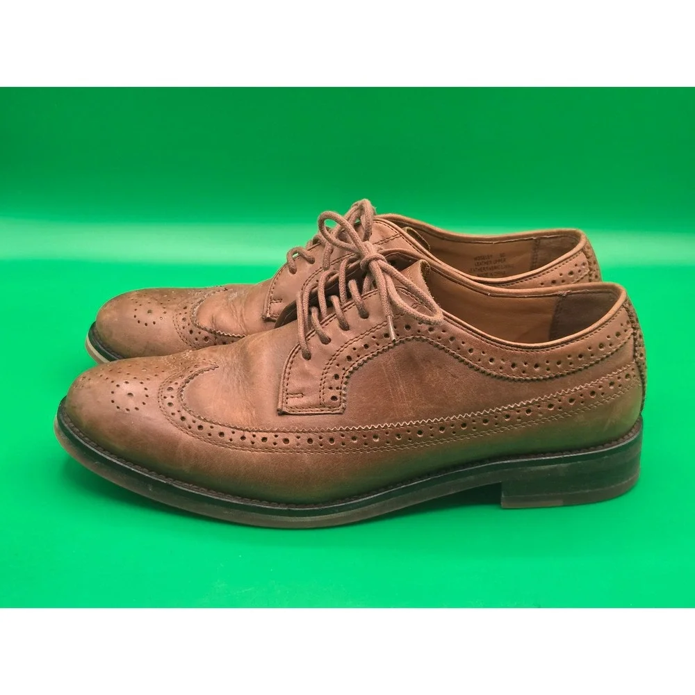 Polo Ralph Lauren Moseley Tan Brown Leather Wingtip Oxford Shoes Mens 8D